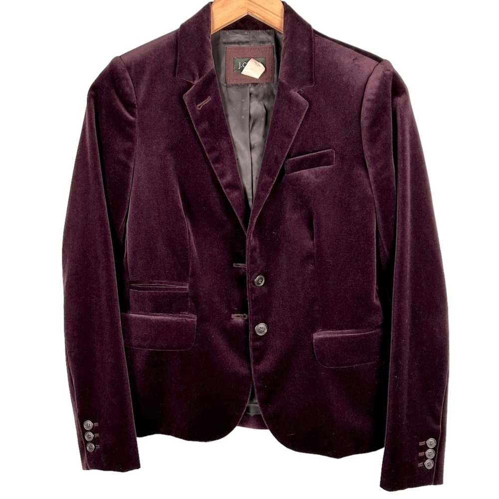 J. Crew Women's Size 4 Purple Velvet Two Button Blazer
